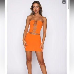 One Size WhiteFox Orange co-ord Skirt set